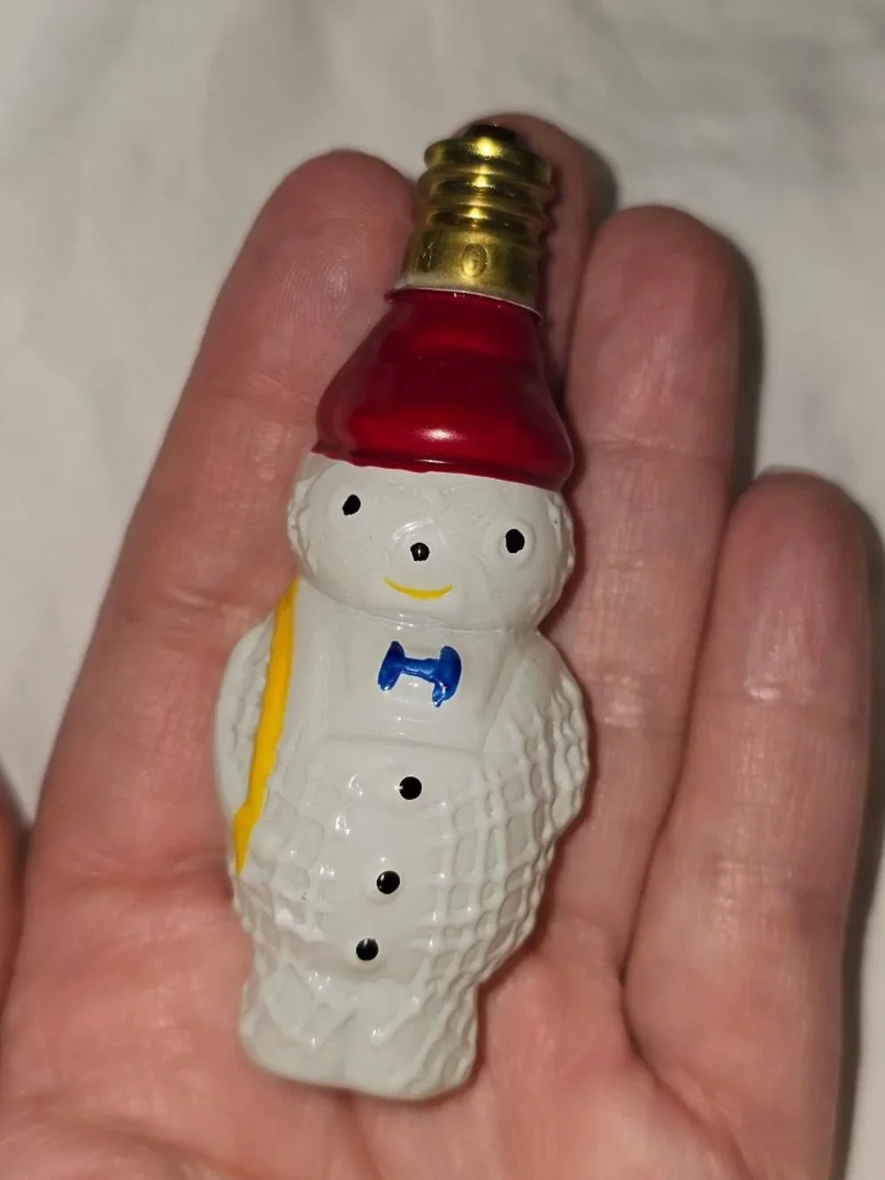 Set of 7 Vintage Milk Glass Christmas Light Bulbs - Santa, Snowman Untested